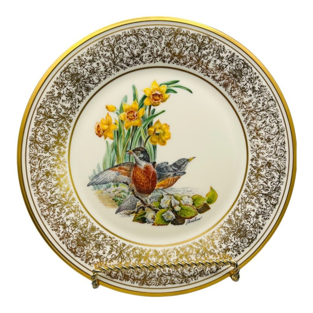 Boehm Birds by LENOX Eastern Phoebe & Robin 1977 Plates Annual limited Edition - Picture 2 of 15